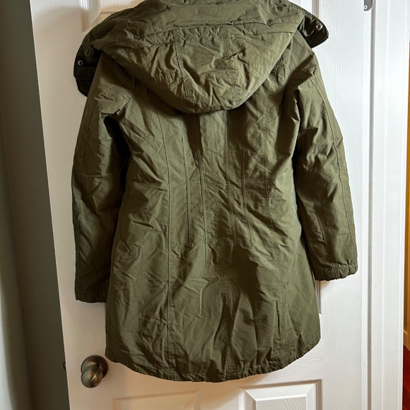 Ricki's Ladies Size XS Olive Green Fleece Vest Hip Length Hooded Winter Coat - Picture 5 of 15